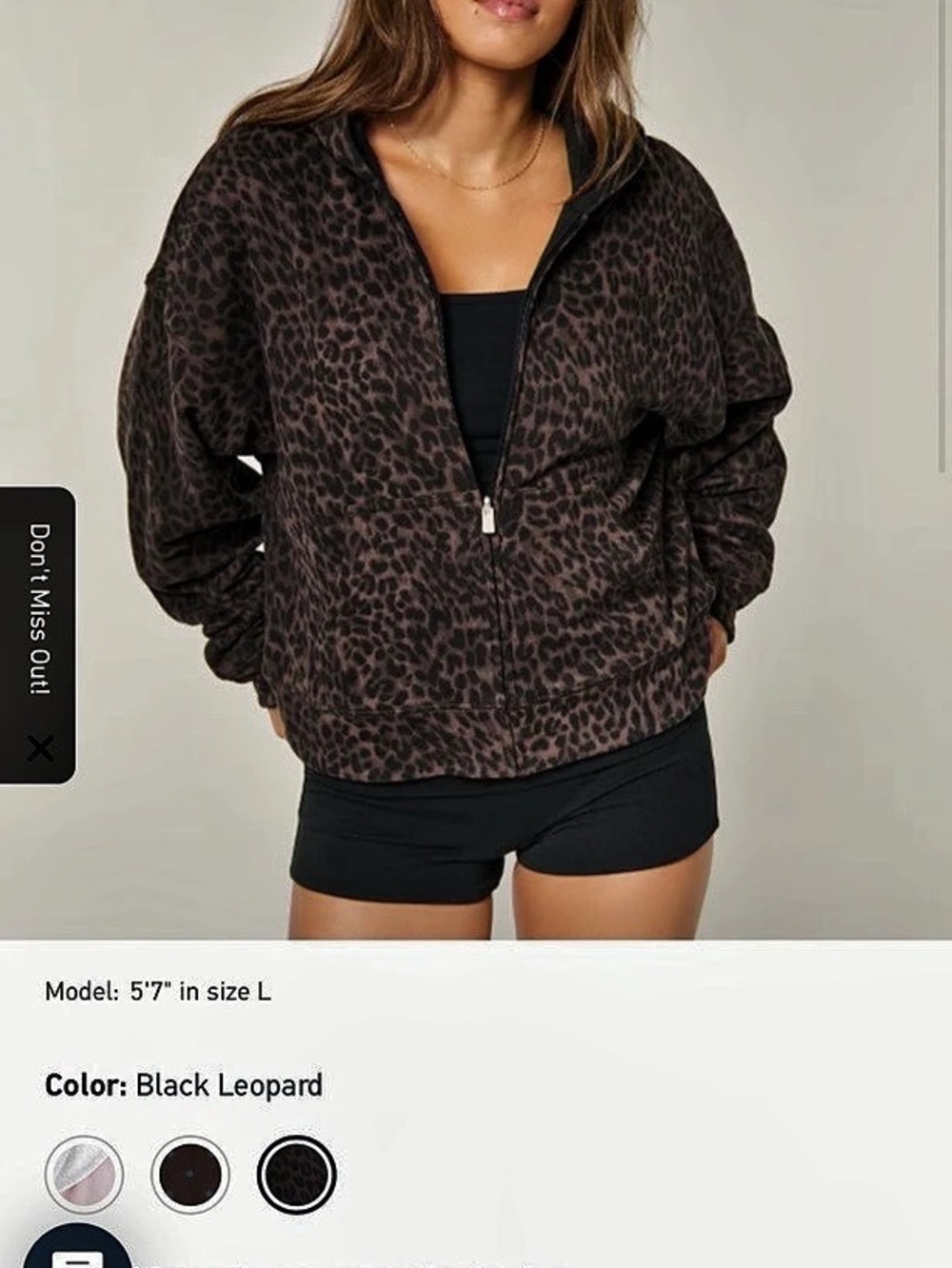 Hollister Reversible Full-Zip Hoodie Leopard Print Size Large